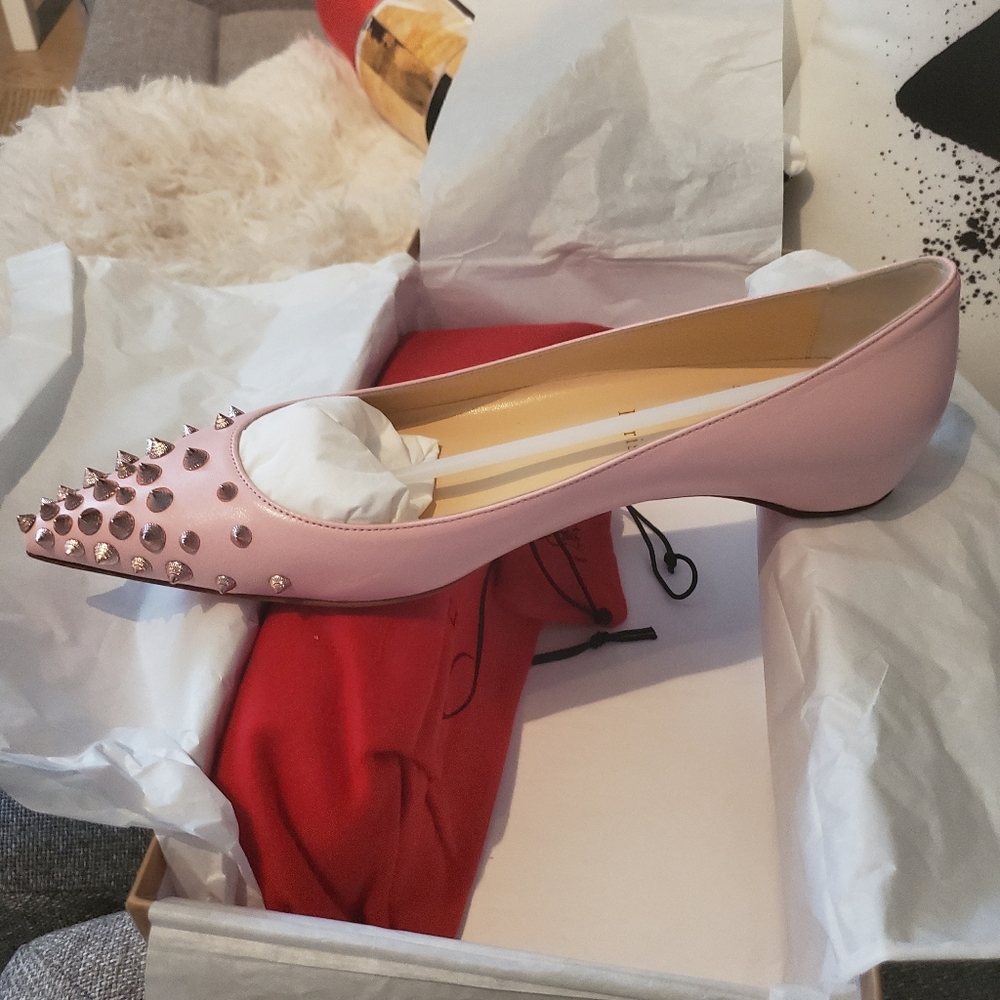 Christian Louboutin Spikyshell Nappa Shiny Flat